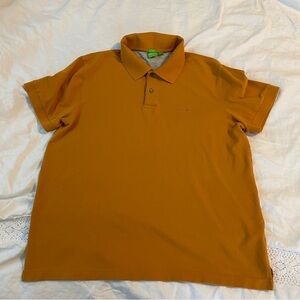 Hugo Boss Size XXL Yellow Gold Polo Shirt Green label cotton elevated athleisure
